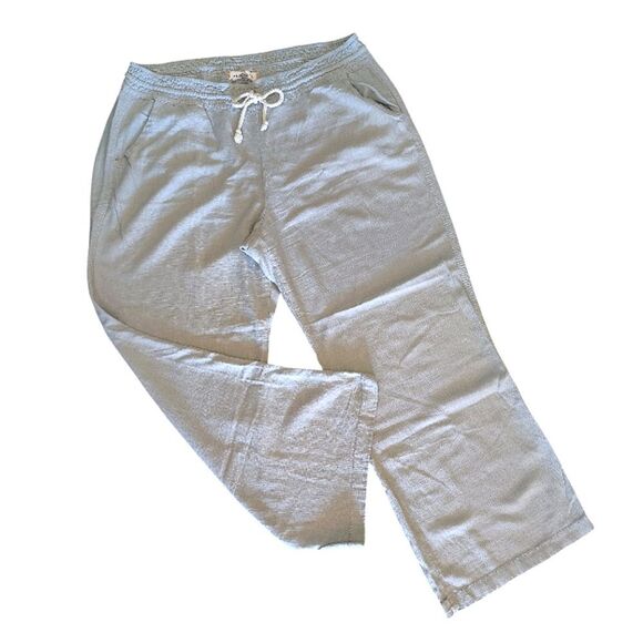 Angel Kiss Light Grey Pull On Wide Leg Linen Blend Palazzo Pants Size XL - Picture 5 of 15